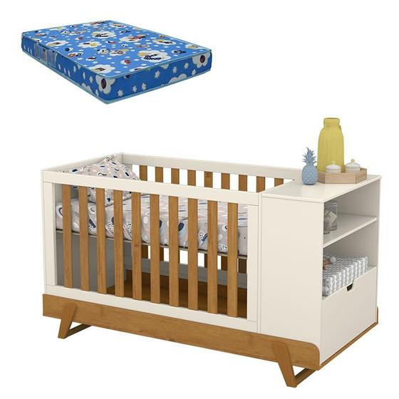 Imagem de Berço Multifuncional Bkids Off White Freijó Eco Wood com Colchão Ortobom - Matic