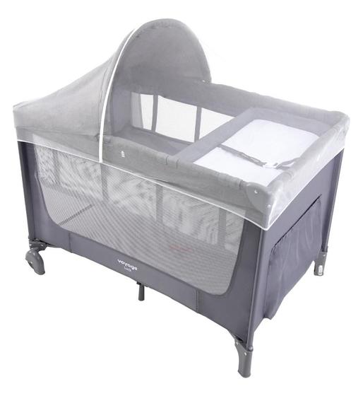 Imagem de Berço Portátil Chiqueirinho Luck Com Mosquiteiro Cinza Mescla Voyage