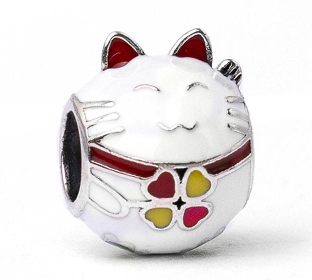 Imagem de Berloque Charm Separador Gato Da Sorte Maneki Neko Prata 925