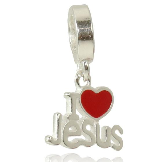 Imagem de Berloque Charms I Love Jesus Prata Legitima 925