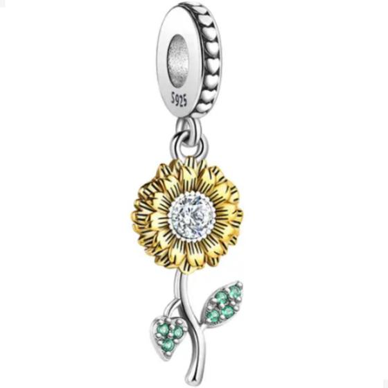 Imagem de Berloque Charms Pingente Girassol Prata 925