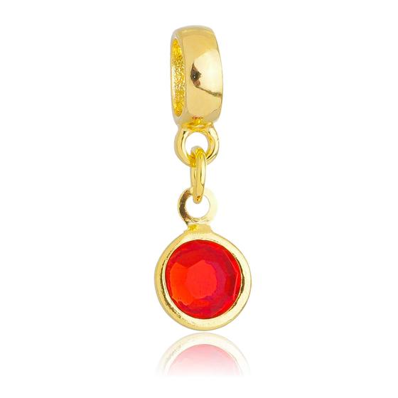 Imagem de Berloque Cristal Vermelho Banhado a Ouro 18k