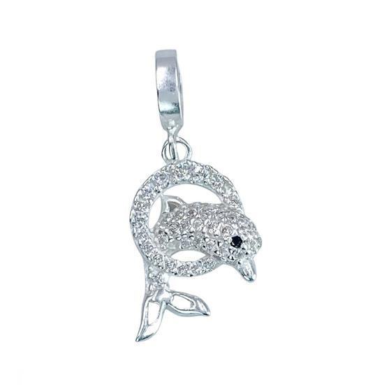 Imagem de Berloque golfinho zirconia pulseira life Charms - Prata 925