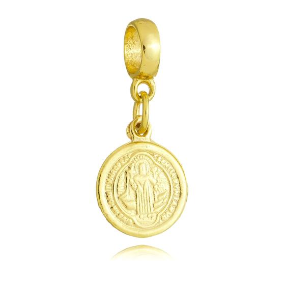 Imagem de Berloque Medalha de São Bento Para Pandora Banhado a Ouro 18k