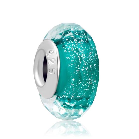 Imagem de Berloque SEP MURANO VERDE CHANFRADO em Prata S925 para pulseiras modelo Pandora ou Vivara