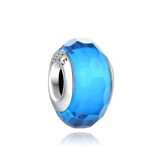 Imagem de Berloque SEPARADOR MURANO AZUL CHANFRADO em Prata S925 para pulseiras modelo Pandora ou Vivara