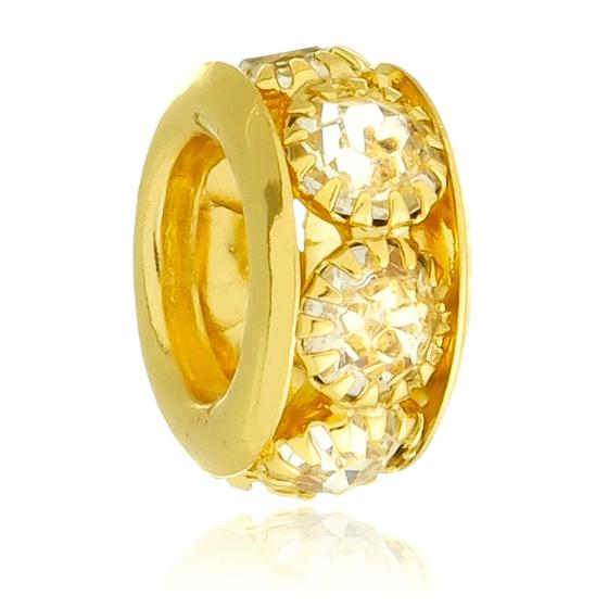 Imagem de Berloque Separador Strass Com Strass Cristal Pandora Banhado a Ouro 18k - Premium