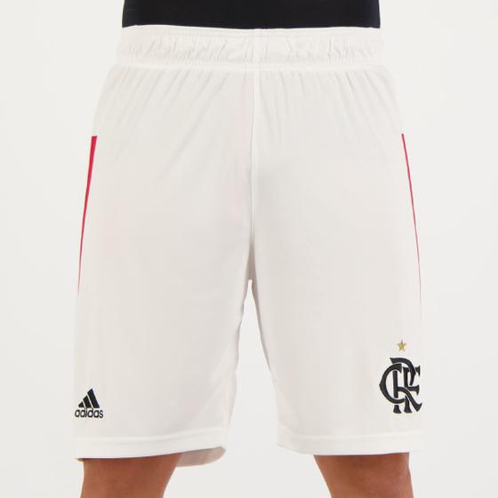 Bermuda Adidas Flamengo Basquete Branca Menor preço em Bermuda Adidas Flamengo Basquete Branca