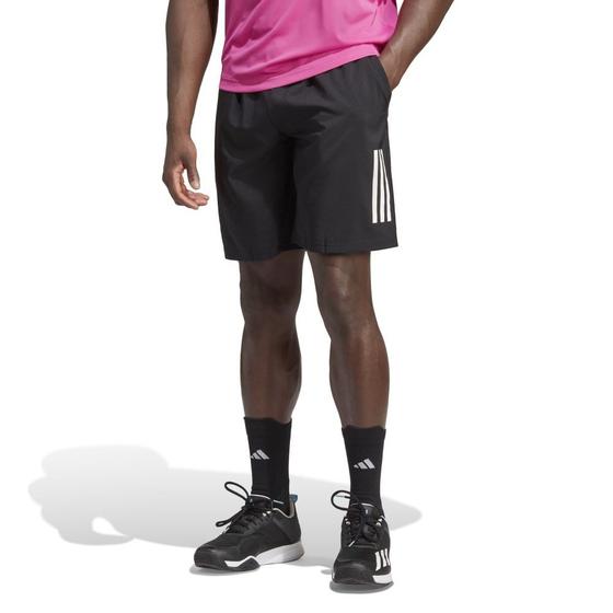 Imagem de Bermuda Adidas Tênis Club 3-Stripes Cor: Preto E Branco - Tamanho: M