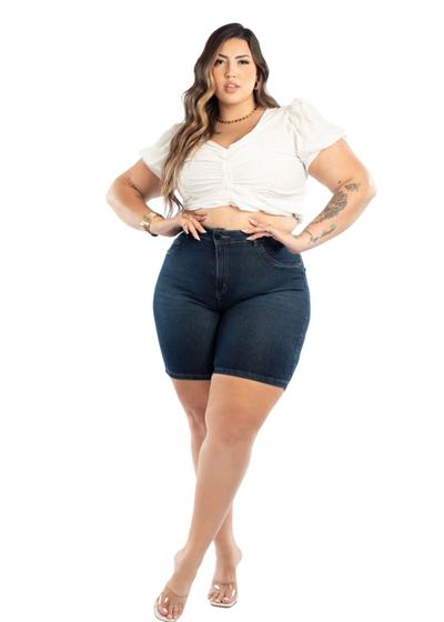 Imagem de Bermuda Biotipo Jeans Feminina Plus Size 