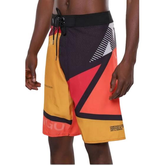 Imagem de Bermuda Boardshort Masculina Onbongo Snc88 Vermelho/Laranja D988A