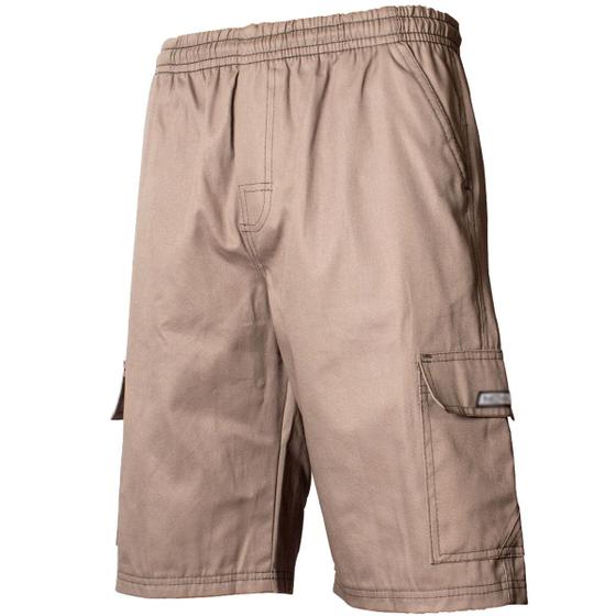 Bermuda Calção Brim Sarja Masculino Elástico Cordão Cargo 5 bolsos Algodão Reforçado Uniforme é boa?