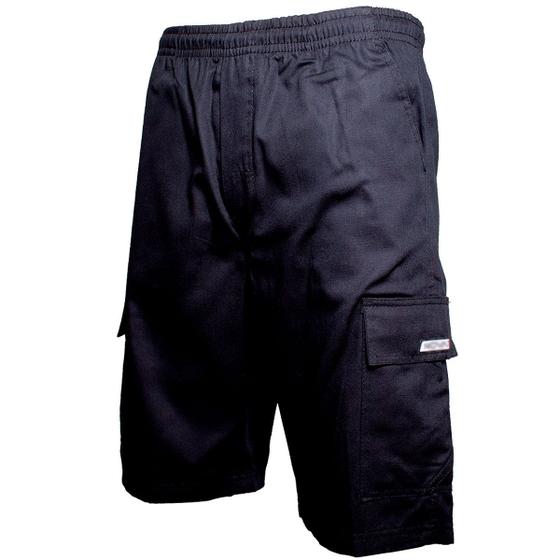 Bermuda Calção Brim Sarja Masculino Elástico Cordão Cargo 5 bolsos Algodão Reforçado Uniforme é boa?