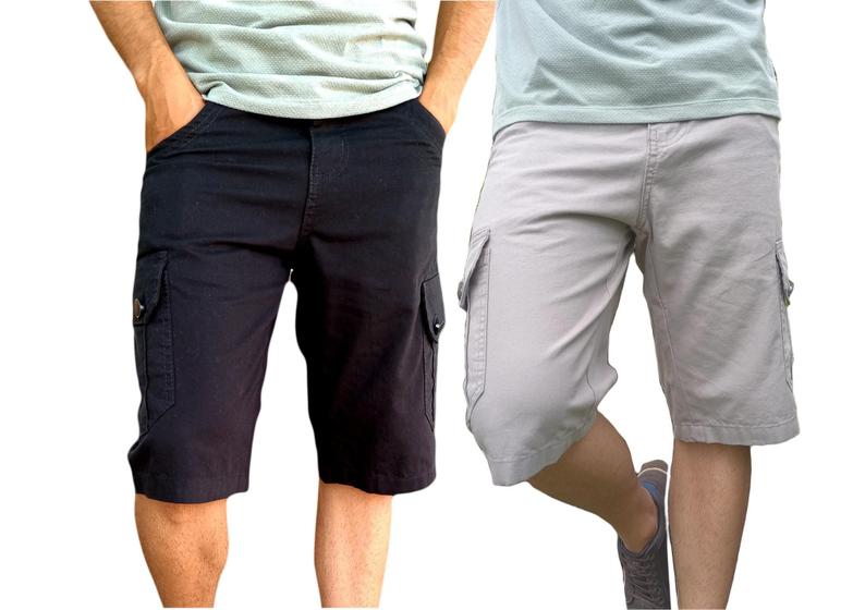 Bermuda Cargo Masculina Kit/3 Menor preço em Bermuda Cargo Masculina Kit/3