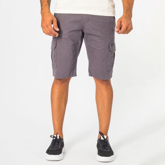 Imagem de Bermuda De Sarja Masculina Cargo Casual Slim Cinza Escuro