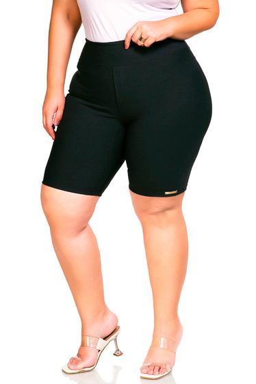 Imagem de Bermuda Feminina Casual Poliamida Ciclista Bolso Traseiro Cintura Alta Cós Anatômico - Bermuda Hortensia RP