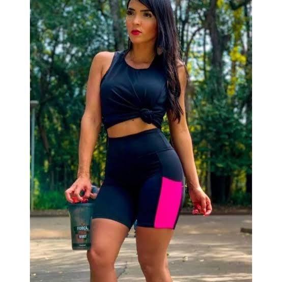 Imagem de Bermuda Feminina Com Bolso Celular Academia Ciclismo Fitness P M G GG