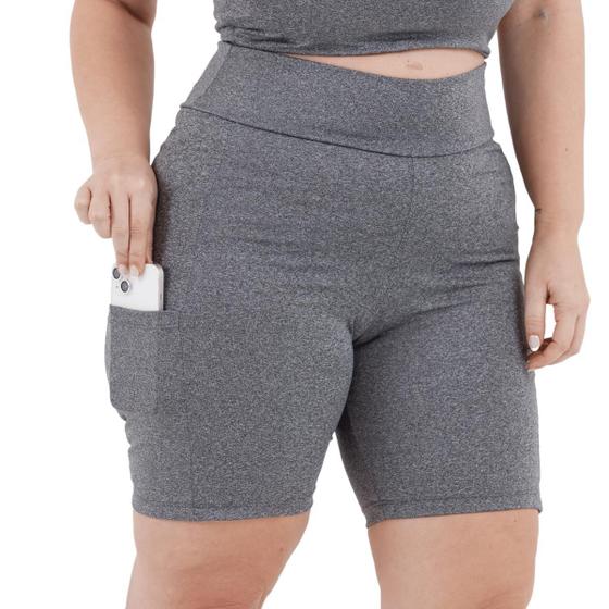 Imagem de Bermuda feminina suplex shorts com bolso lateral plus size 3039a