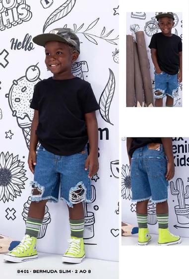 Imagem de Bermuda Infantil Menino Slim Kids Max Denim Kids Tam 02 ao 08 - Ref 8401