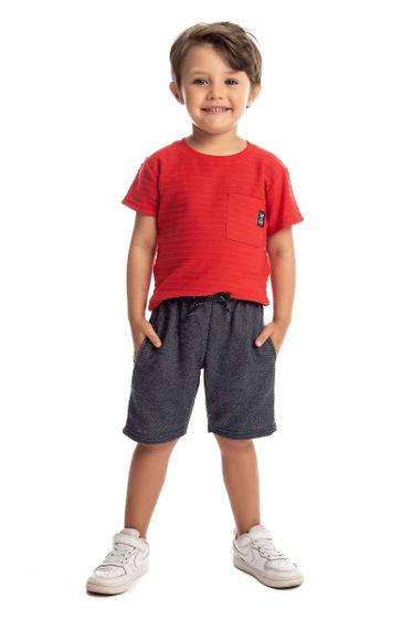 Imagem de Bermuda Infantil Moletinho Jeans Com Bolsos Laterais Menino