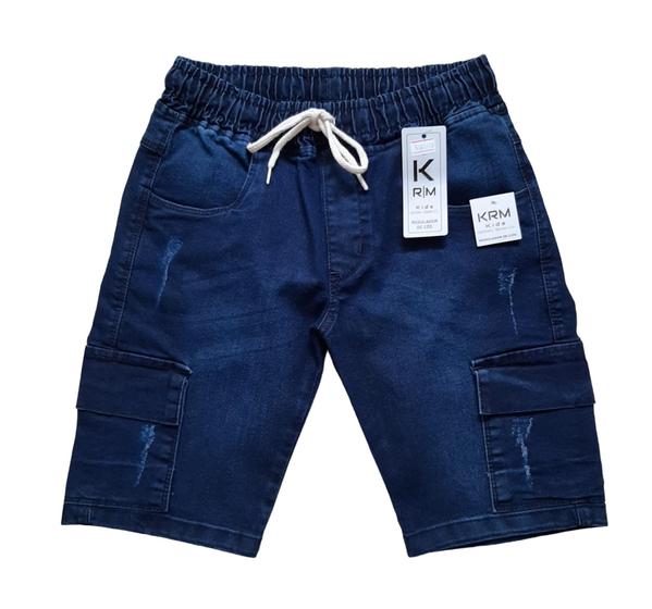 Imagem de Bermuda Jeans Cargo Masculina Bolso Lateral Juvenil 10 A 16 (5060)