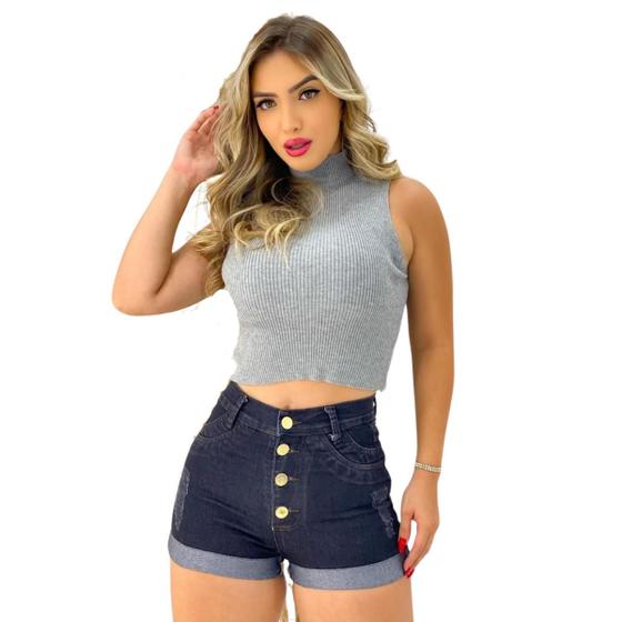 Imagem de Bermuda Jeans Feminina lavagem Escura Curta