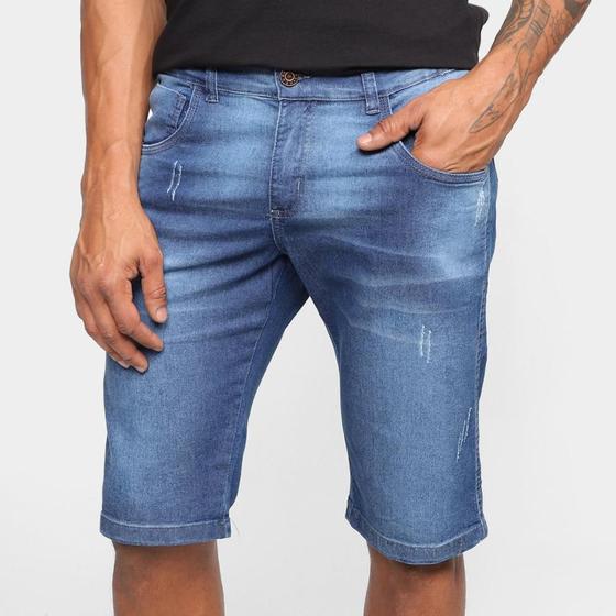 Bermuda Jeans Grifle Estonada Masculina Menor preço em Bermuda Jeans Grifle Estonada Masculina
