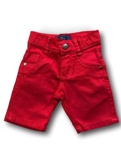 Bermuda Jeans Infantil Vermelha Menino Estilosa Menor preço em Bermuda Jeans Infantil Vermelha Menino Estilosa