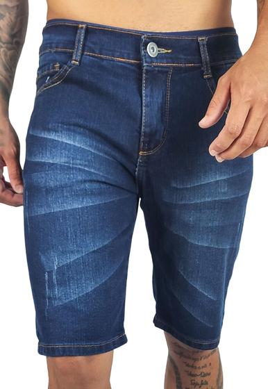 Imagem de Bermuda Jeans Masculina Azul Escura Listras Claras Di Nuevo