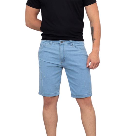 Imagem de Bermuda Jeans Masculina Básica Lavagem Clara Premium Casual