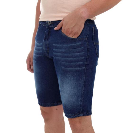 Imagem de Bermuda Jeans Masculina Básica Lavagem Escura Linha Premium