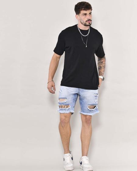 Imagem de Bermuda Jeans Masculina com Barra Desfiada 22274 Clara