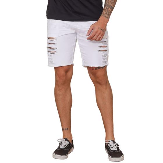 Imagem de Bermuda Jeans Masculina Curta Rasgada Casual 