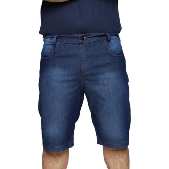 Imagem de Bermuda Jeans Masculina Plus Size Slim Premium Tradicional Algodão 