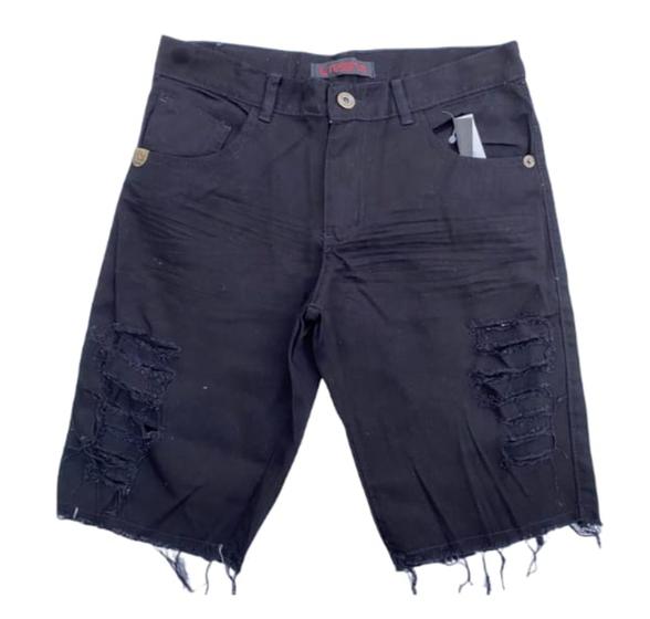 Bermuda Jeans Masculina Rasgada Menor preço em Bermuda Jeans Masculina Rasgada
