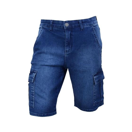 Imagem de Bermuda Jeans Masculina Recuzza Cargo Azul Médio - 10768