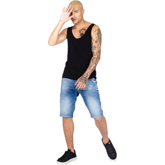 Imagem de Bermuda Jeans Skinny Rock&Soda Masculina Bolsos Confortável