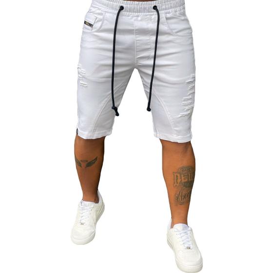 Imagem de Bermuda Jogger Destroyed Skinny Elástico Cordão Masculina