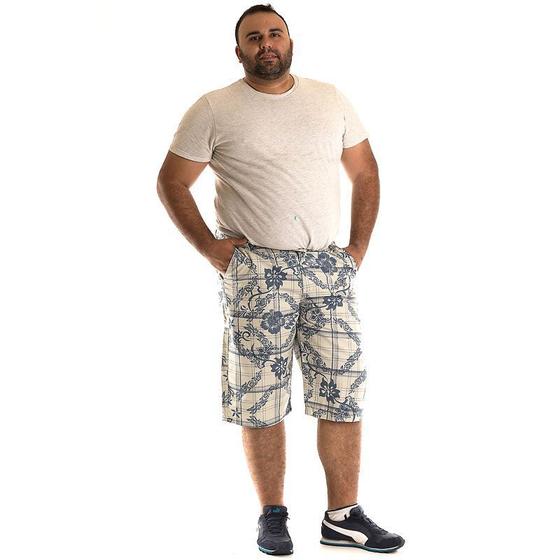 Imagem de Bermuda Masculina Bolso Faca Sarja Estampada Plus Size 10706