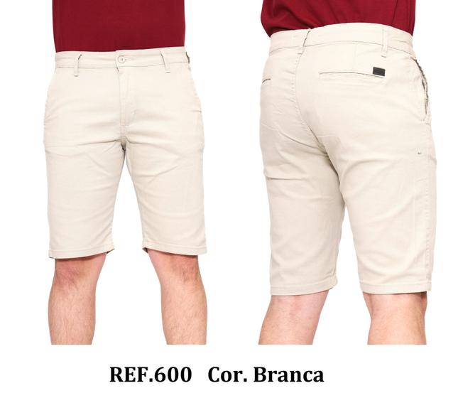 Imagem de Bermuda Masculina Branca Sarja Elastano Chino Sport Fino Malloy