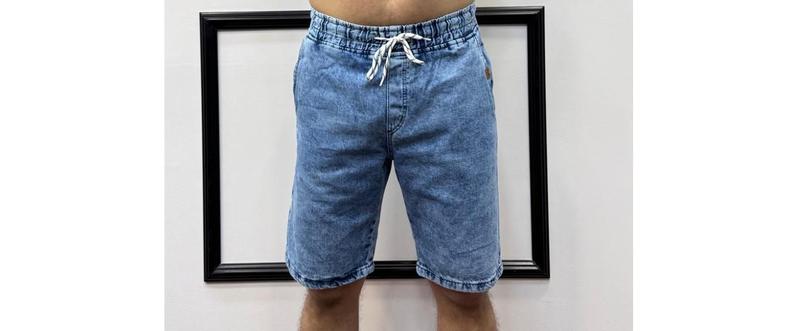 Imagem de Bermuda Masculina Cargo Jeans Com Elástico 100% Algodão