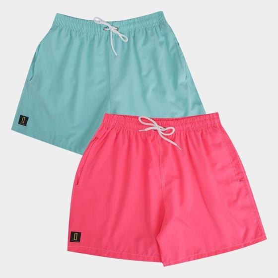 Imagem de Bermuda Masculina Short Praia Bolso Cordão Verão Kit 2