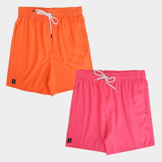 Imagem de Bermuda Masculina Short Praia Bolso Cordão Verão Kit 2