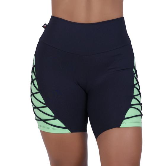 Imagem de Bermuda Meia Coxa Fitness Feminina Detalhes Lateral Cós Alto Orbis - Nalu