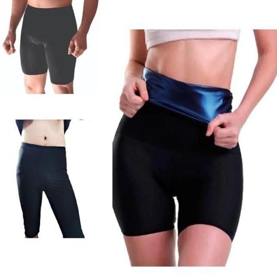 Imagem de Bermuda para sauna portatil compressao termica roupa mulher homem treinamento treino corrida bike abdominal feminino mas