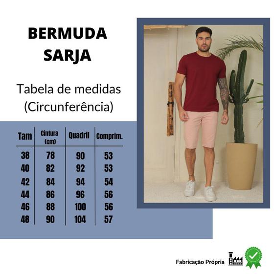 Imagem de Bermuda Sarja Masculina Alfaiataria Com Elastano Coloridas