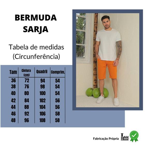 Imagem de Bermuda Sarja Masculina Slim Fit Com Elastano Coloridas