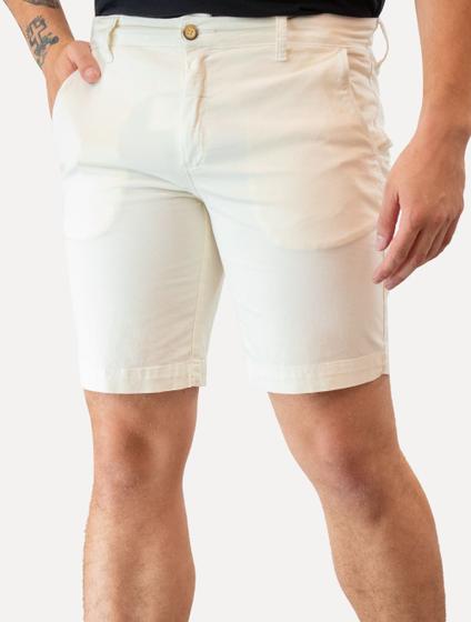 Imagem de Bermuda Sergio K Masculina Chino Sarja Elastano Off-White