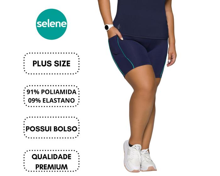 Imagem de Bermuda-short feminino plus size c/ bolso sport-qualidade