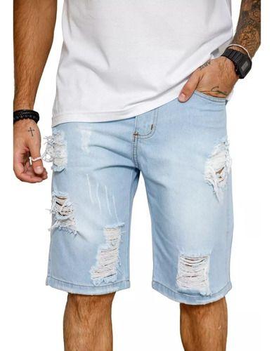 Imagem de Bermuda Short Jeans Masculina  Premium Rasgada